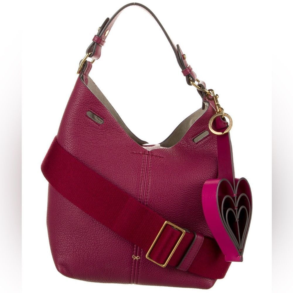 Anya Hindmarch Rose Pink Leather 2way Build A Bag Base Mini Bucket Bag Hearts